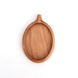 Handmade Hardwood Oval Cameo Pendant Base (30x40 mm)