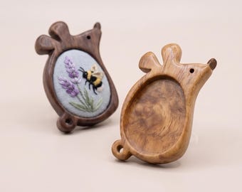 Mouse bezel tray brooch base - Hardwood: several wood options