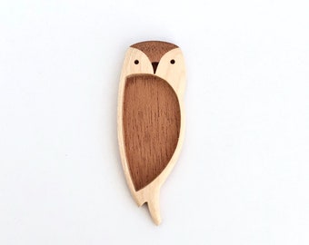 Owl - Original design finished hardwood blank - Hardwood marquetry work