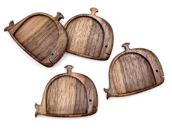 Whale bezel pendant or brooch tray - Hardwood