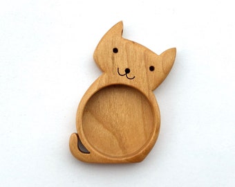 Cat - Original design fine finished hardwood pendant blank - Hardwood - 25 mm cavity diameter