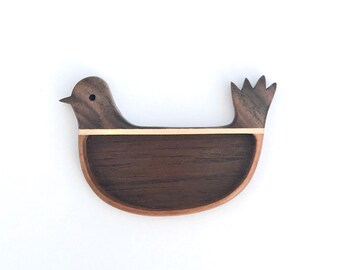 Bird bezel tray brooch base - Hardwood marquetry work - Limited edition