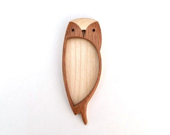 Owl - Original design fine finished hardwood blank - Hardwood marquetry work