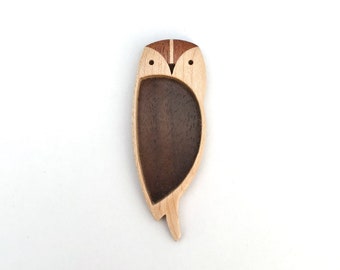 Owl - Original design finished hardwood blank - Hardwood marquetry work