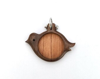 Bird Pendant Blank - Hardwood - Round 25 mm cavity