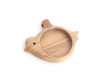 Bird pendant blank setting - Hardwood - Round cavity 25 mm - Cedar and cherry