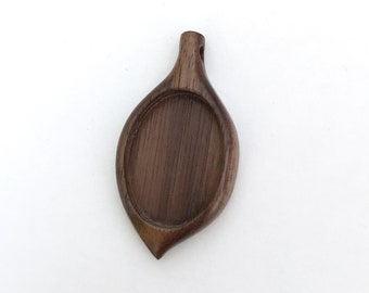 Leaf pendant blank - 22 x 30 mm cavity - Premium hardwood