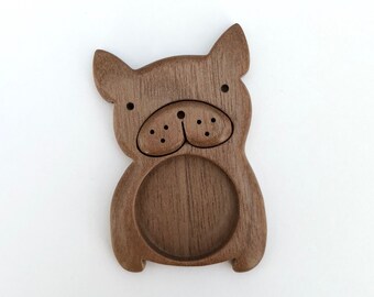 Dog - Frenchie - Original design fine finished hardwood blank - Hardwood - 25 mm cavity diameter