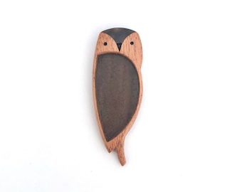 Owl - Original design finished hardwood blank - Hardwood marquetry work