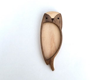 Owl - Original design finished hardwood blank - Hardwood marquetry work