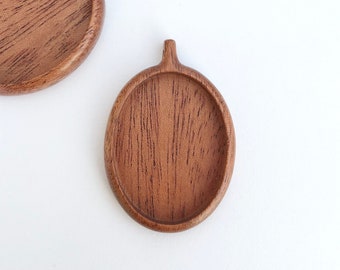 Oval cameo pendant base setting - Oval cavity: 30x40 mm cavity - Hardwood