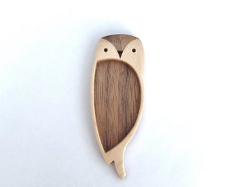 Owl - Original design finished hardwood blank - Hardwood marquetry work