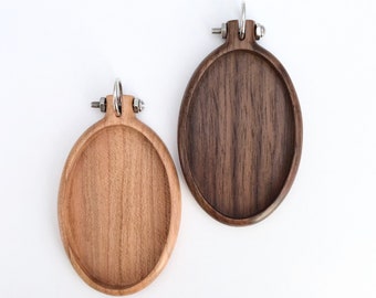 Pendant hoop blank - Hardwood: several options - Oval cavity 34 x 52 mm