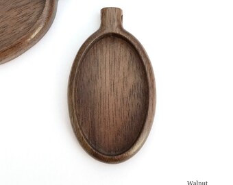 Oval pendant tray setting - 25x40 mm cavity - Several options of hardwood
