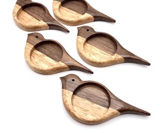 Handmade Walnut Mahogany Bird Brooch Bezel Setting – Wood Artwork Frame