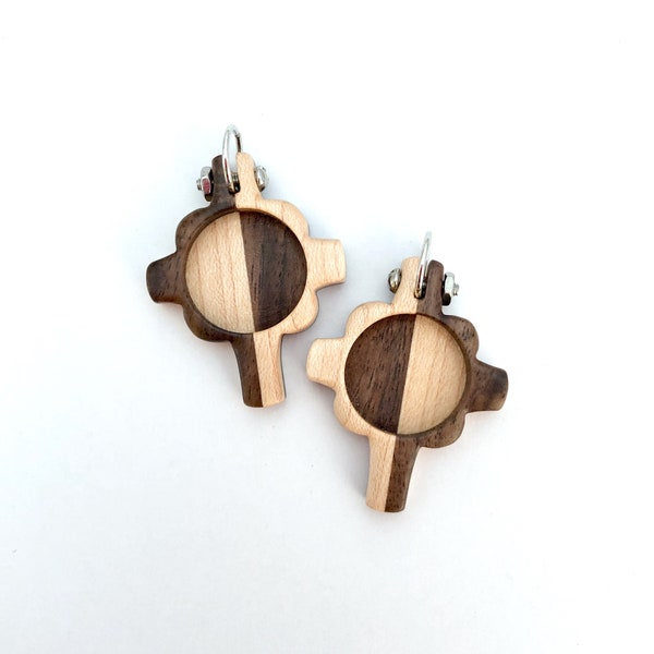 Cross - Very small pendants or EARRINGS blanks - Hardwood - 18 mm cavity - Set of two