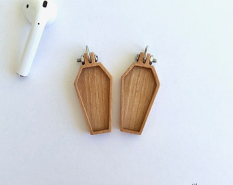 Very small pendants or EARRINGS - Blanks - Hardwood: cherry - Set of two