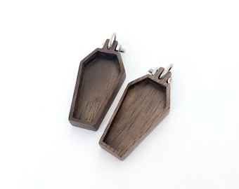 Very small pendants or EARRINGS - Blanks - Hardwood: walnut - Set of two