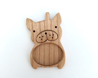 Dog - Frenchie - Original design fine finished hardwood pendant blank - Hardwood - 22 x 30 mm oval cavity