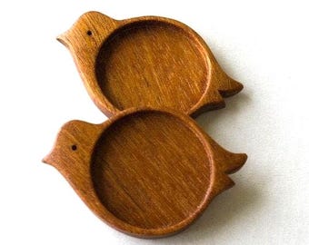 Made to order bird brooch bezel Setting : 30mm cavity Hardwood (Set of Two)