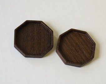 Octagonal bezel tray settings fine finished - Sailors Valentine - Walnut - 36 mm cavity diam. - (F83-W) - Set of 2