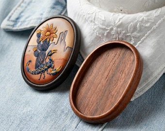 Made-to-order - Oval bezel tray setting finished hardwood - 45 x 60 mm cavity