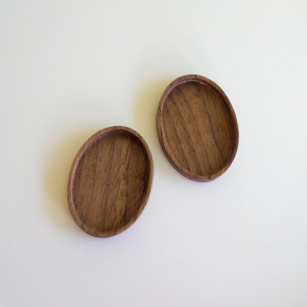 Earrings - Pendant Settings - Wooden Mounting - Handmade by ArtBASE - Walnut - Oval - 24x34 mm - (A3-W) - Set of 2