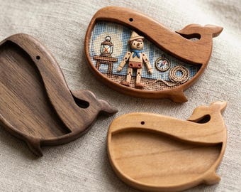 Whale bezel brooch tray - Hardwood - Several wood options.