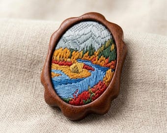 MADE-TO-ORDER - Brooch bezel tray setting - Fine finished - Handcarved natural hardwood