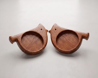 Handmade Hardwood Bird Bezel Blank: 1" Brooch/Pendant Setting (Set of 2) MIRRORED