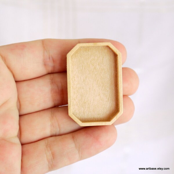 Brooch Blank - Pendant Setting - Wood Bezel Cup - Handmade by Artbase - Maple Wood - (F7-Mp)