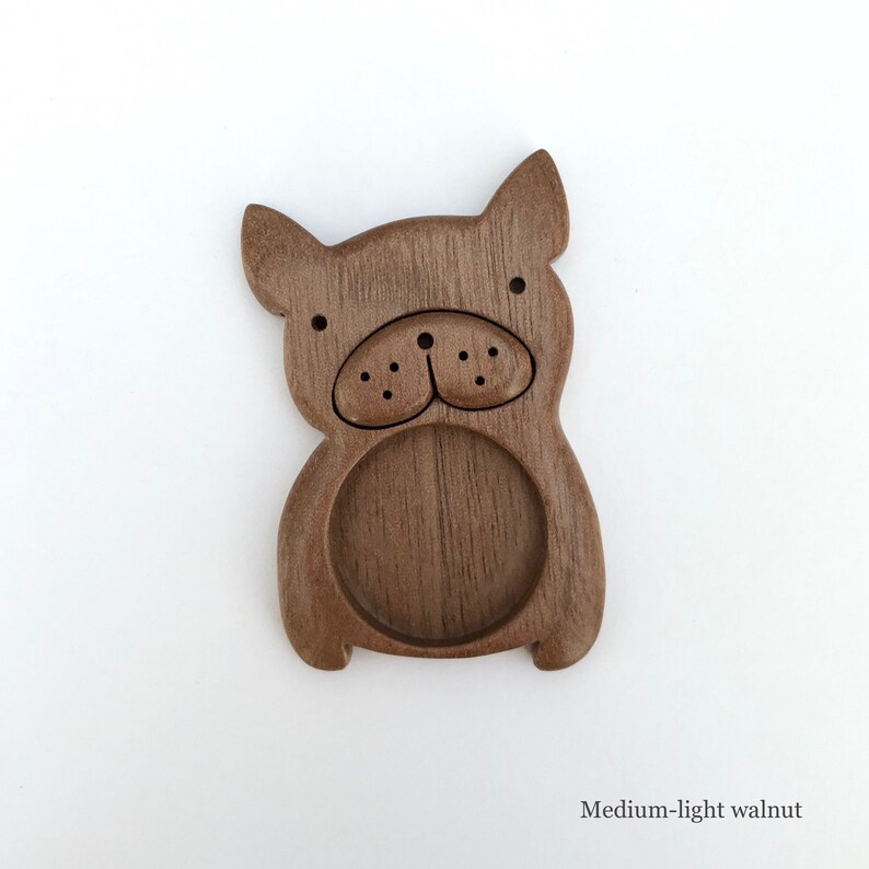 Dog Frenchie Original design fine finished hardwood blank Hardwood 25 mm cavity diameter image 1