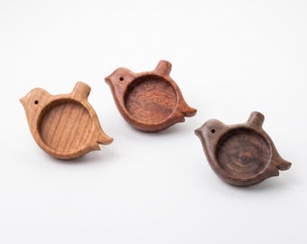Bird pendant blank - Miniature woodcraft - Hardwood - 25.5 mm Cavity diameter