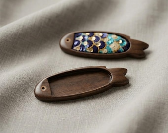 Fish bezel tray brooch base - Hardwood blank setting pin accessory