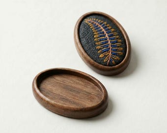 Set of 2 Hardwood Oval Bezel Setting: 25x40 mm cavity - Brooch or pendant blank