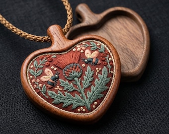 Heart pendant blank setting - Fine finished hardwood bezel
