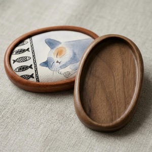 Made-to-order - Oval bezel tray setting finished hardwood - 34 x 60 mm cavity