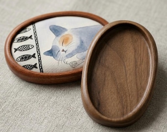 Made-to-order - Oval bezel tray setting finished hardwood - 34 x 60 mm cavity