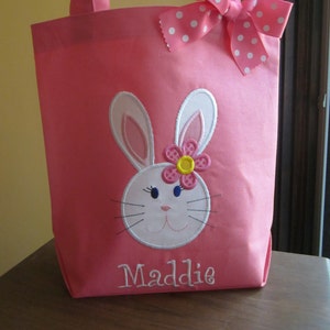 TOTE BAG Bunny Rabbit Girl Custom Designed and Personalized Toddler or Big Kid Tote