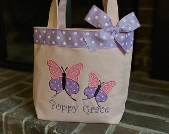 TOTE BAG Butterflies Personalized Toddler or Big Kid Tote