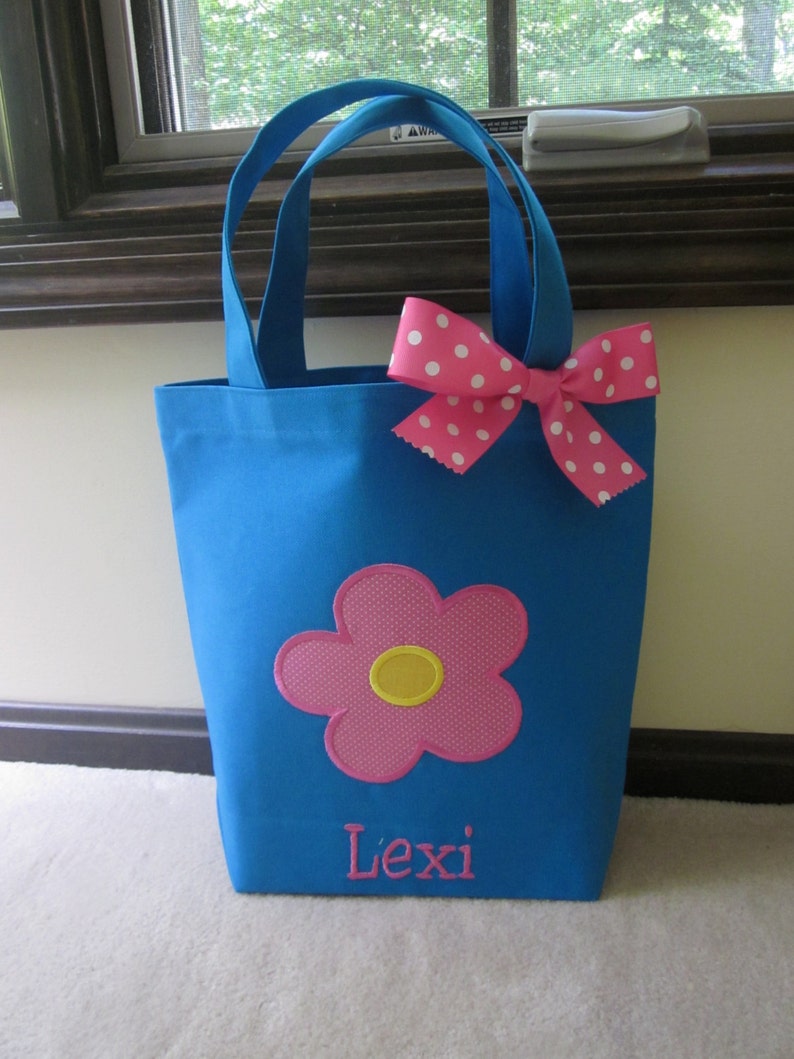 TOTE BAG Pretty Flower Personalized Toddler or Big Kid Tote