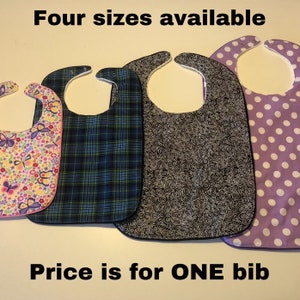 Made to Order SPECIAL NEEDS BIB Youth or Adult With Absorbent Terrycloth Back image 2