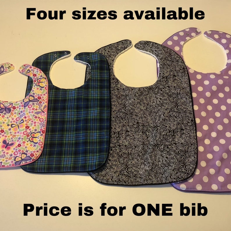 Made to Order SPECIAL NEEDS BIB Youth or Adult With Absorbent Terrycloth Back image 2