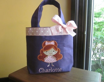 TOTE BAG Girly Girl Custom Designed and Personalized Toddler or Big Kid Tote