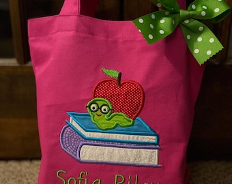 TOTE BAG Library Book Bag Custom Made and Personalized Toddler or Big Kid Tote