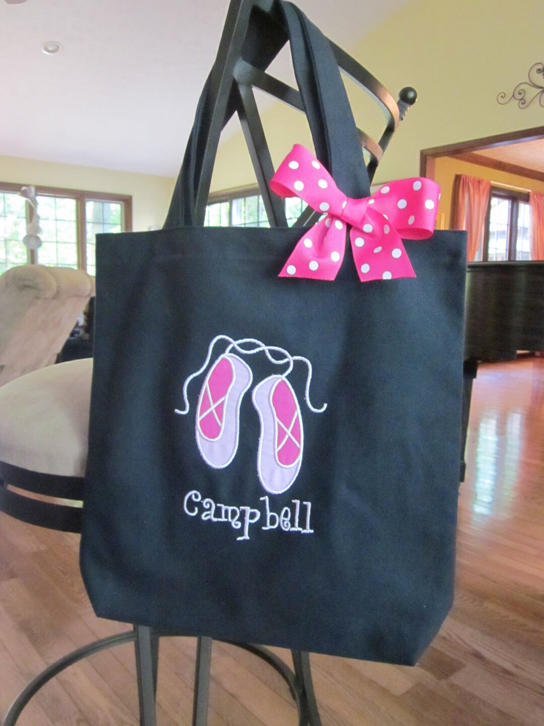 TOTE BAG Dance Tote With Sweet Pink Ballet Slippers AND - Etsy