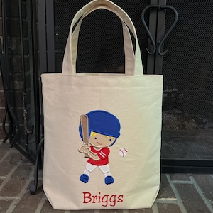 SACOLA TOTE Jogador de Beisebol Personalizada e Personalizada para Crianças Pequenas ou Grandes
