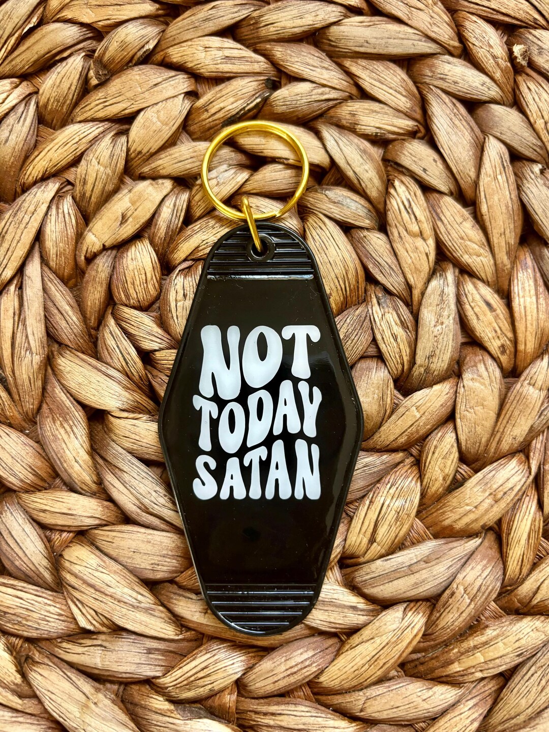 Vintage Style Motel Keychain Black Not Today Satan Funny Gift - Etsy