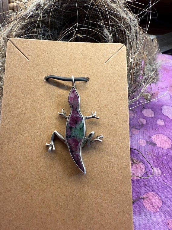 Ruby in ziostite gecko sterling pendant - image 3