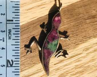 Ruby in ziostite gecko sterling pendant